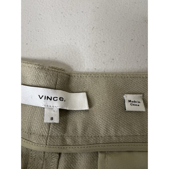 Vince Trouser Pants Womens 8 Beige Wool Blend High Waist Wide Leg Pleated Work - Picture 3 of 13